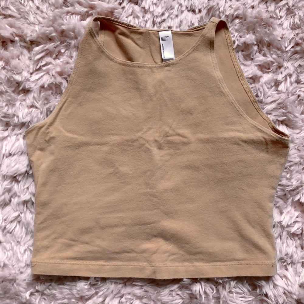 American Apparel Racerback Crop Top in Beige